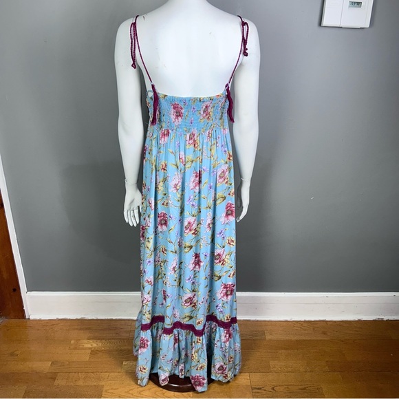 Miss June dress size small maxi crochet halter floral cottagecore beach boho - Picture 3 of 15
